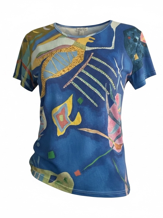 venus jeans Tops - Women's Blue Abstract Short Sleeve Tee by Esprit
